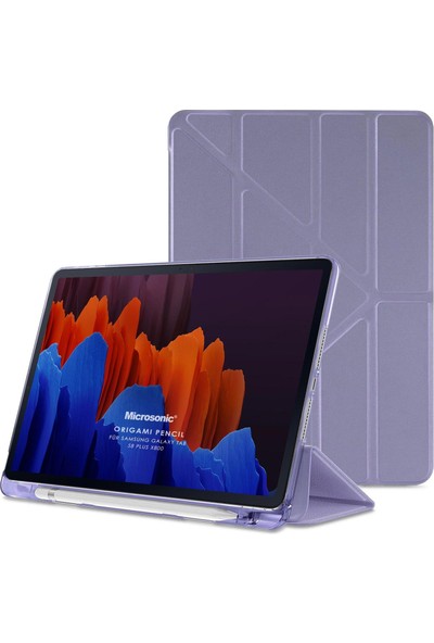Microsonic Samsung Galaxy Tab S8 Plus X800 Kılıf Origami Pencil Lila