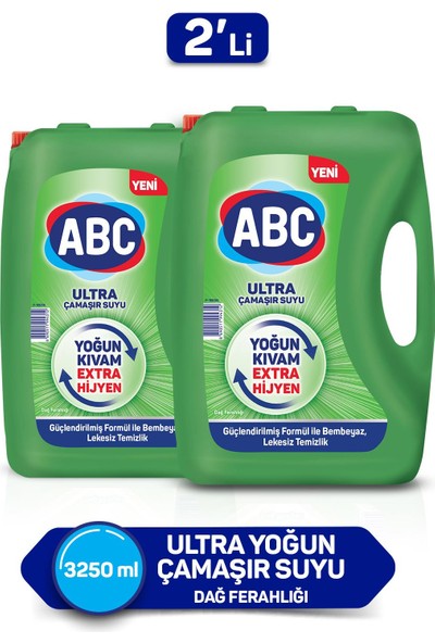 ABC Ultra Çamaşır Suyu 3,25 lt 2'li Paket