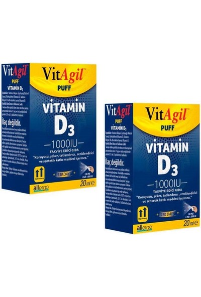 Vitagil Puff 1000 Iu Vitamin D3 Sprey 2 Adet SKT:08/2023