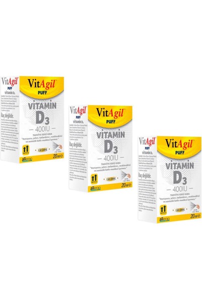 Vitagil Puff 400 Iu Vitamin D3 Sprey 3 Adet SKT:08/2023