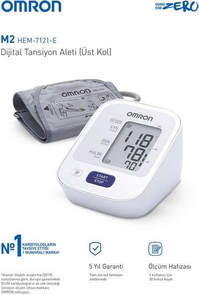 Omron M2 Hem-7121-E (7143-E) Hafızalı Üst Koldan Ölçer Dijital Tansiyon Aleti