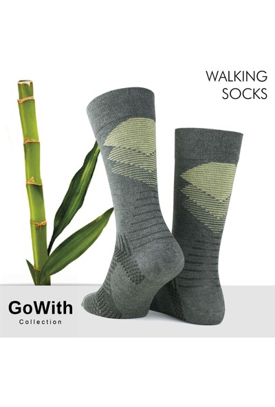 Gowith 5'li Seamless (Dikişsiz) Topuk Burun Güçlendirilmiş Nem Emici Erkek Bambu Yürüyüş Çorabı 3562