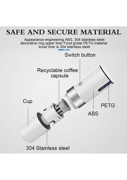 200 ml Mini Taşınabilir Otomatik Kahve Makinesi Espresso Kahve Makinesi Pot Paslanmaz Çelik El Elektrikli USB Kahve Kupası | Manuel Kahve Öğütücüleri (Yurt Dışından)