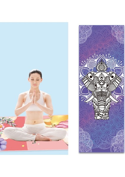 Ev Yoga Havlu Baskı Taşınabilir Kaymaz Yoga Battaniye, Renk: Fil Küçük + Silikon(Yurt Dışından)