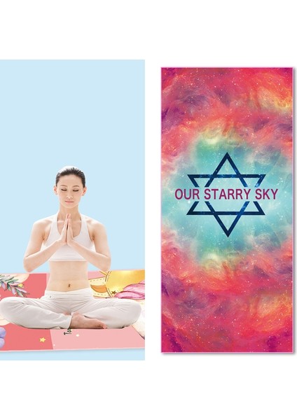 Ev Yoga Havlu Baskı Taşınabilir Kaymaz Yoga Battaniye, Renk: Gökyüzü Büyük