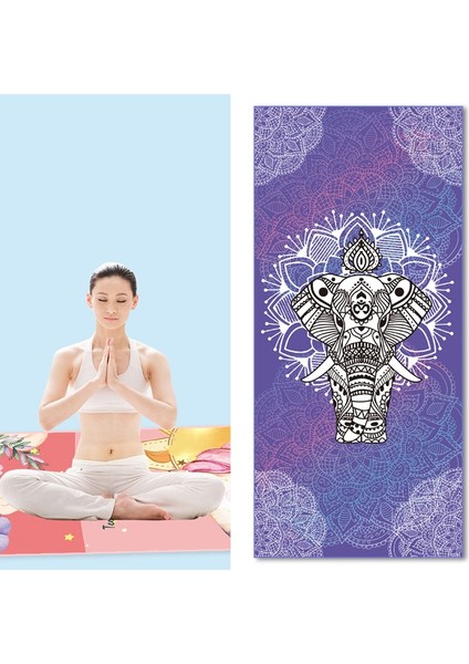 Ev Yoga Havlu Baskı Taşınabilir Kaymaz Yoga Battaniye, Renk: Fil Büyük(Yurt Dışından)