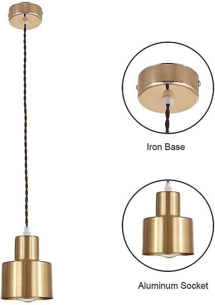 Lambalar Modern Tavan Kolye Işık Uydurma E27 Asılı Lamba Tutucu Altın Abajur 1.2m Tel Için (Yurt Dışından)
