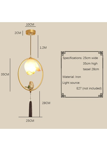 Küçük Kuş Yaratıcı Başucu Avize, Altın Oval Koridor Işık Koridor Balkon Tek Asılı Lotus Lambası, Demir Reçine Küçük Avize, LED220V (Yurt Dışından)