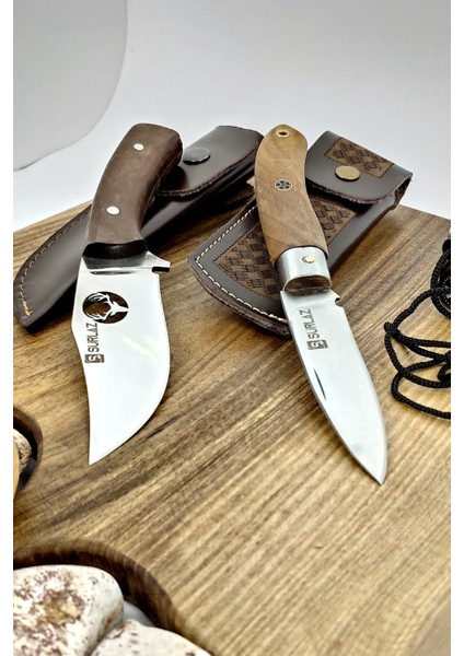 2'li Outdoor Deer Çakı Bıçak Kamp Bıçağı Deri Kılıflı fiyatları