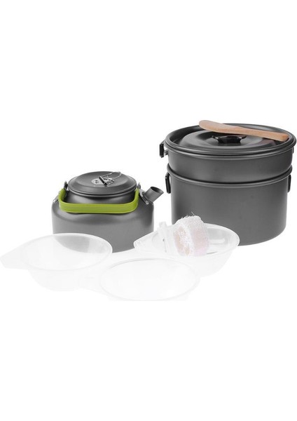 Kamp Pot Ultralight Paslanmaz Çelik Pişirme Pot Açık Kamp Sofra Ahşap Kürek Açık Pişirme ile Plastik Kase | Açık Hava Tabloları - (Yurt Dışından)