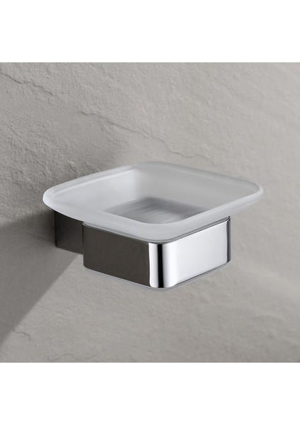 Soap Çanak Duvara Monte Krom Kare Tutucu Cam Sabunluk ile Banyo Aksesuarları Sabun Yemekleri Kılıf | Sabun Yemekleri - (Yurt Dışından)