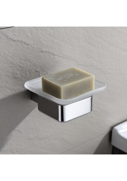Soap Çanak Duvara Monte Krom Kare Tutucu Cam Sabunluk ile Banyo Aksesuarları Sabun Yemekleri Kılıf | Sabun Yemekleri - (Yurt Dışından)