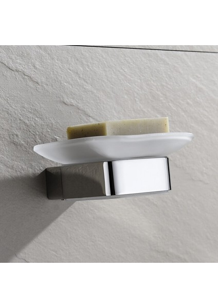Soap Çanak Duvara Monte Krom Kare Tutucu Cam Sabunluk ile Banyo Aksesuarları Sabun Yemekleri Kılıf | Sabun Yemekleri - (Yurt Dışından)