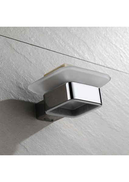 Soap Çanak Duvara Monte Krom Kare Tutucu Cam Sabunluk ile Banyo Aksesuarları Sabun Yemekleri Kılıf | Sabun Yemekleri - (Yurt Dışından)