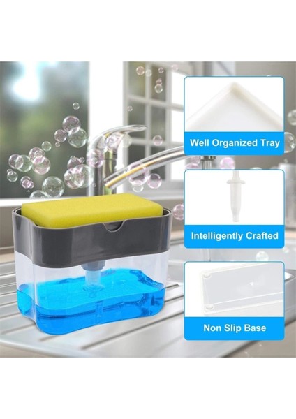 2 1söçü Raf Sabunluk Sabunluk Sabunluk ve Sünger Caddy 13 Ons Yüksek Kalite Sabun Pompası ve sünger Caddy | Taşınabilir Sabunluk - (Yurt Dışından)