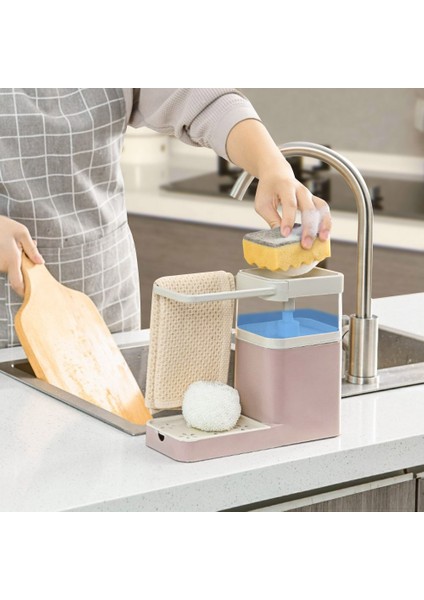 800 ml Yeni Sabun Pompası Dağıtıcı Sünger Tutucu ile Temizleme Sıvı Dispenser Konteyner Basın Sabun Organizatör Mutfak Temizleyici Araçları - (Yurt Dışından)
