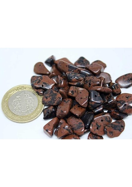 Delikli Kahverengi Obsidyen Taşı Mini Boy 50 Adet