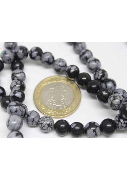 Kar Tanesi Obsidyen Taşı Dizi 8mm modelleri