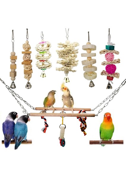 7 Adet / Takım Papağan Oyuncak Seti Renk Papağan Kuş Aksesuarları Malzemeleri Habitat Pet Aksesuarları | Kuş Oyuncakları - (Yurt Dışından) fiyatları
