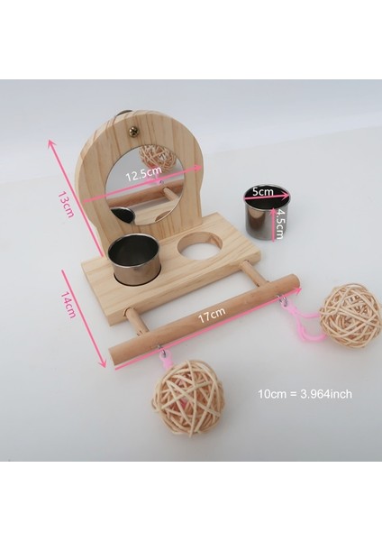Papağan Ayna Oyun Standı Ahşap Levrek Playgym ile Besleyici Fincan Kaseler Rattan Topu 11UA | Kuş Oyuncakları - (Yurt Dışından) fiyatları