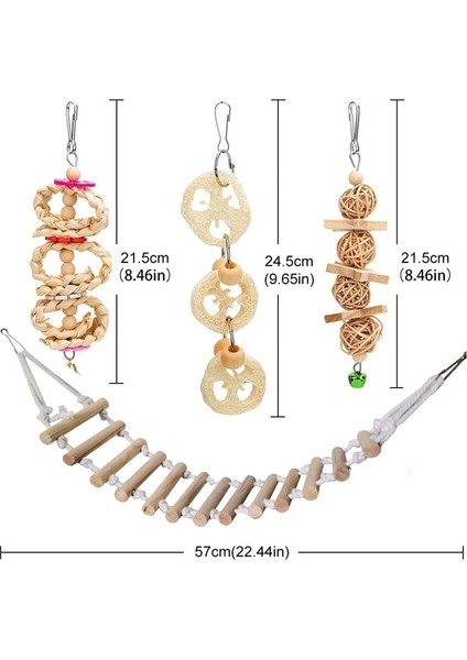 8 Paketler Kuş Papağan Salıncak Asılı Oyuncak, Doğal Ahşap Çan Kuş Kafesi Oyuncaklar Papağanlar, Parakeets, Cockatiels, Budgie | Kuş Oyuncakları - (Yurt Dışından) fırsatları