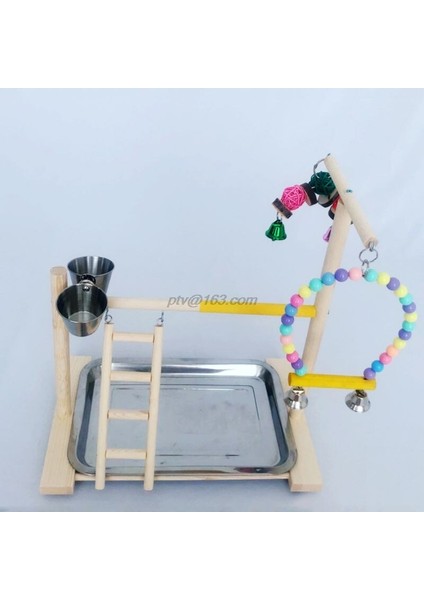 Ahşap Kuş Levrek Standı Papağan Platformu Bahçesi Egzersiz Gym Playstalan Merdiven Besleyici Bardaklar ile Interaktif Oyuncaklar | Kuş Tünıları - (Yurt Dışından) fırsatları