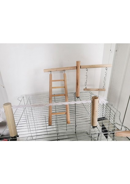 Papağan Tırmanma Merdiveni Salıncak Oyuncak Doğal Ahşap Kuş Conure Cage Standı Halat Levrek | Kuş Oyuncakları - (Yurt Dışından) fırsatları