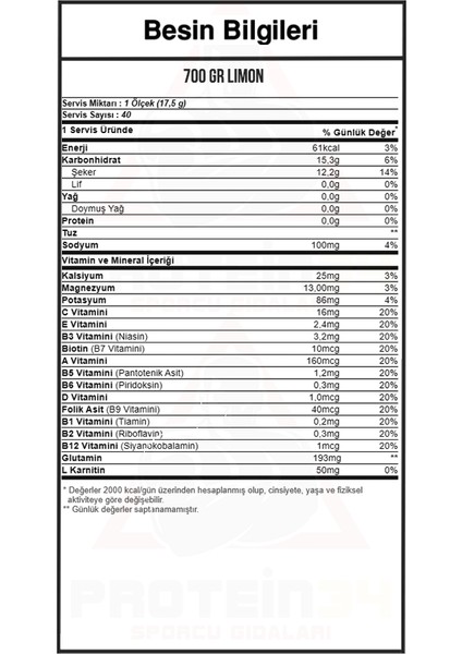 Iso Plus® + L-Carnıtıne 700 Gr - Limon Aroma -