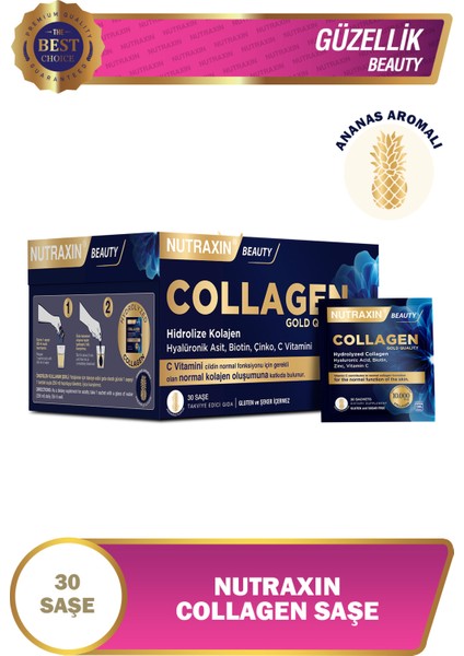 Beauty Collagen Gold Quality 11 Gr 30 Saşe (Ananas Aroma) + 1 Adet Şase