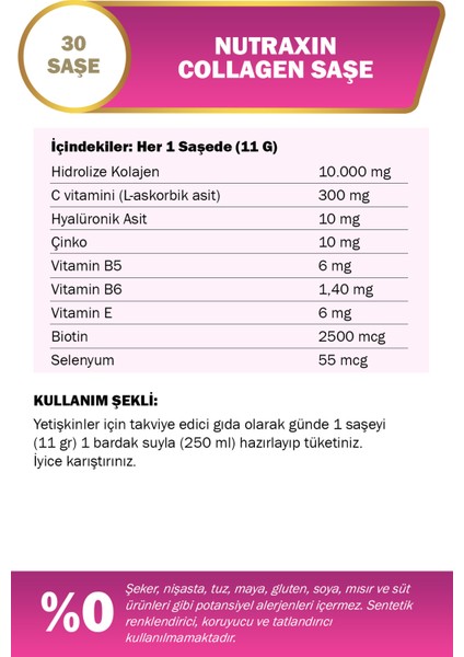 Beauty Collagen Gold Quality 11 Gr 30 Saşe (Ananas Aroma) + 1 Adet Şase