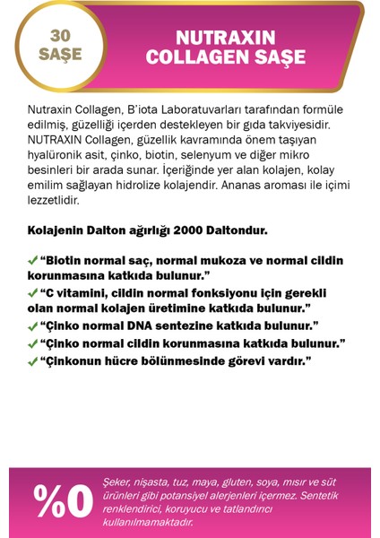 Beauty Collagen Gold Quality 11 Gr 30 Saşe (Ananas Aroma) + 1 Adet Şase