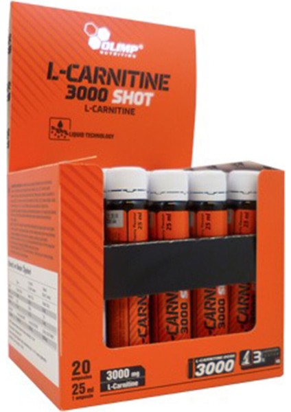 L-Carnitine 3000 Shot 20 Ampul Likit Karnitin Kiraz