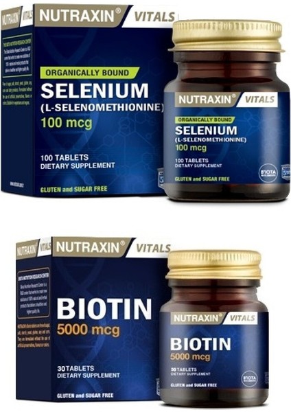 Biotin Saç Vitamini 50 Tablet + Selenium 100 Mcg 100 Tablet