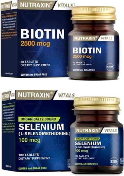 Biotin Saç Vitamini 50 Tablet + Selenium 100 Mcg 100 Tablet
