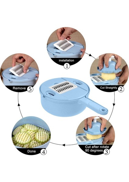 Three Beans Mandoline Dilimleme Kesici Kıyıcı Sebze Kesici Rende Yuvarlak Mutfak Işlevli Parçalı Rende Meyve Soyucu Yıkama Sızdıran Havzası | Manuel Dilimleyiciler - (Yurt Dışından)