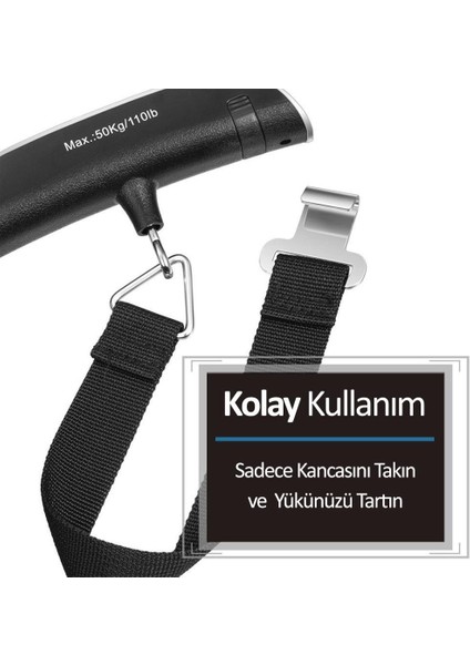 Dijital El Kantarı 50 kg Bavul Kurban Terazisi Işıklı Pil