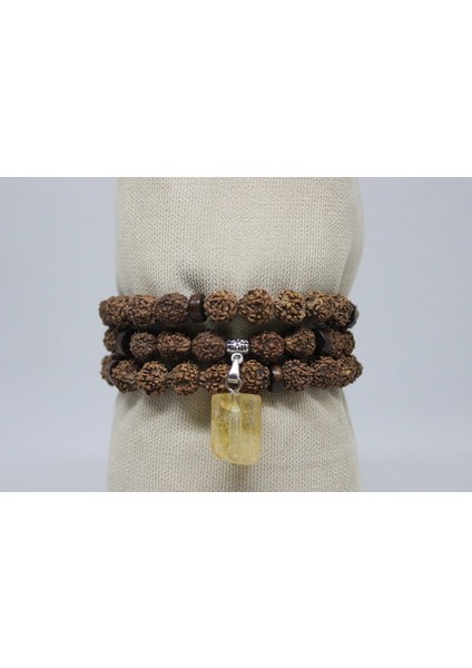 Sitrin Taşlı Rudraksha Tohum Dolama Bileklik 8mm
