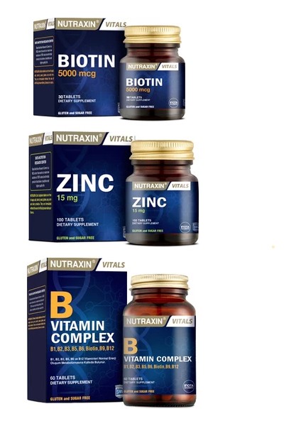 B Vitamin Complex 60 Tablet + Çinko 15 Mg 100 Tablet + Biotin 5000 Mcg 30 Tablet