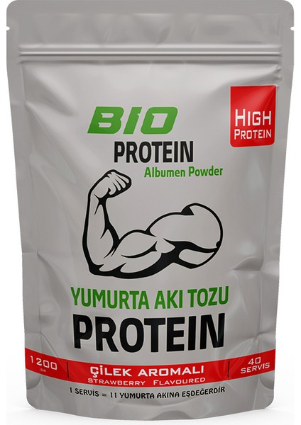 Bioprotein Çilek Aromalı Yumurta Akı Protein Tozu Egg White Powder 1200 gr