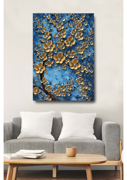 Sarı Çiçekler Dekoratif Kanvas Duvar Tablosu Ev Ofis Hediyelik Tablo