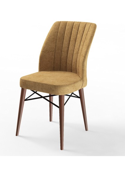 Concept Nef Serisi 70X114, Açılabilir Mdf Mutfak Masa Takımı, Barok Ahşap Desen Masa ve 6 Sandalye