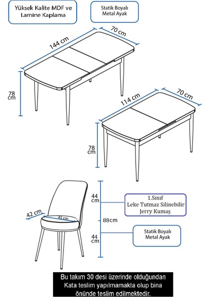 Concept Han Serisi 70X114, Açılabilir Mdf Mutfak Masa Takımı, Siyah Mermer Desen Masa ve 6 Sandalye fırsatları