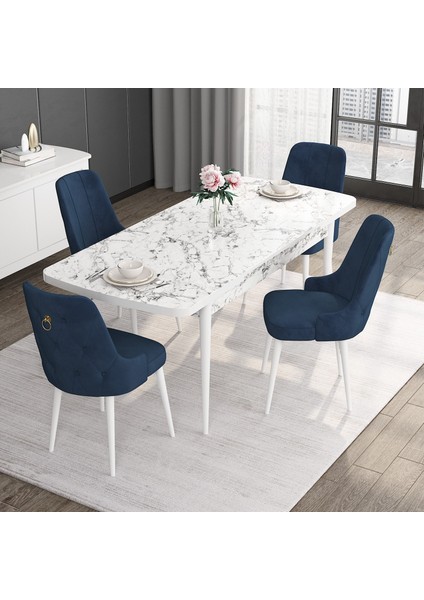 Concept Noa Serisi, 80X132 Açılabilir Mdf Masa, Beyaz Mermer Desen Mutfak Masa Takımı, 4 Sandalye fiyatları