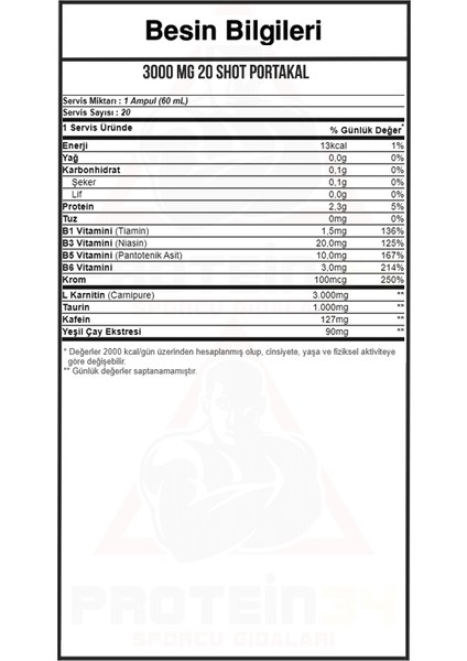 L Carnıtıne 3000 Mg 20 Ampül