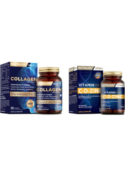 Hidrolize Hyaluronic Acid 30 Tablet+Vitamin Max (C , D, Zinc)60 Tablet