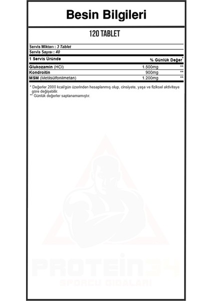 Hardline Glucosamine Chondroitin Msm 120 Tablet Glukozamin