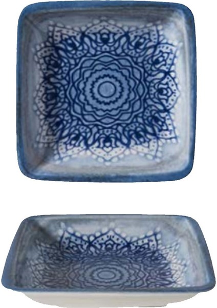 19X19 cm Pera Bone Çukur Tabak 1 Adet Mavi