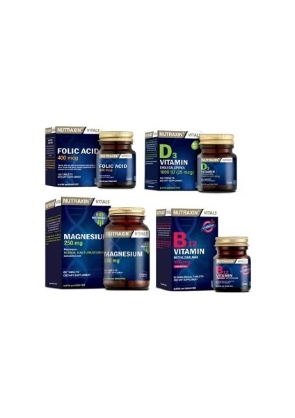 Folik Asit + Magnezyum Sitrat + Vitamin D3 Ve B12