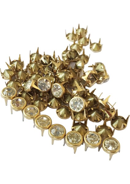 50 Parça Rhinestone Perçinler 6 mm Altın (Yurt Dışından)