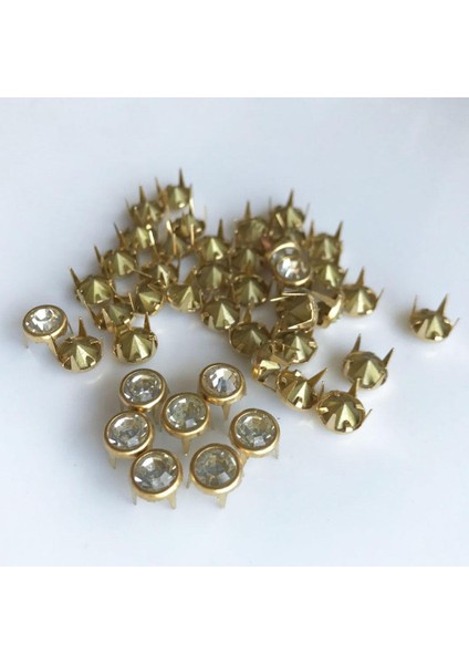 50 Parça Rhinestone Perçinler 6 mm Altın (Yurt Dışından)